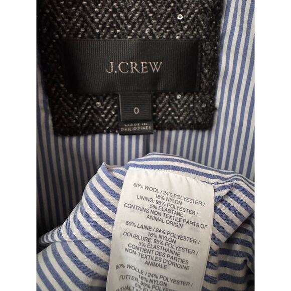 J.Crew Sequin Wool Herringbone Gray Blazer Jacket formal hoilday Size 0 - Picture 11 of 15